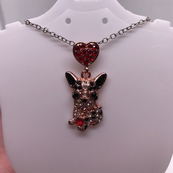 Sterling Silver Dog Necklace Natural Glittering Diamond Dog - Picture 4 of 4